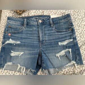 American Eagle Outfitters Blue Distressed Jean Shorts